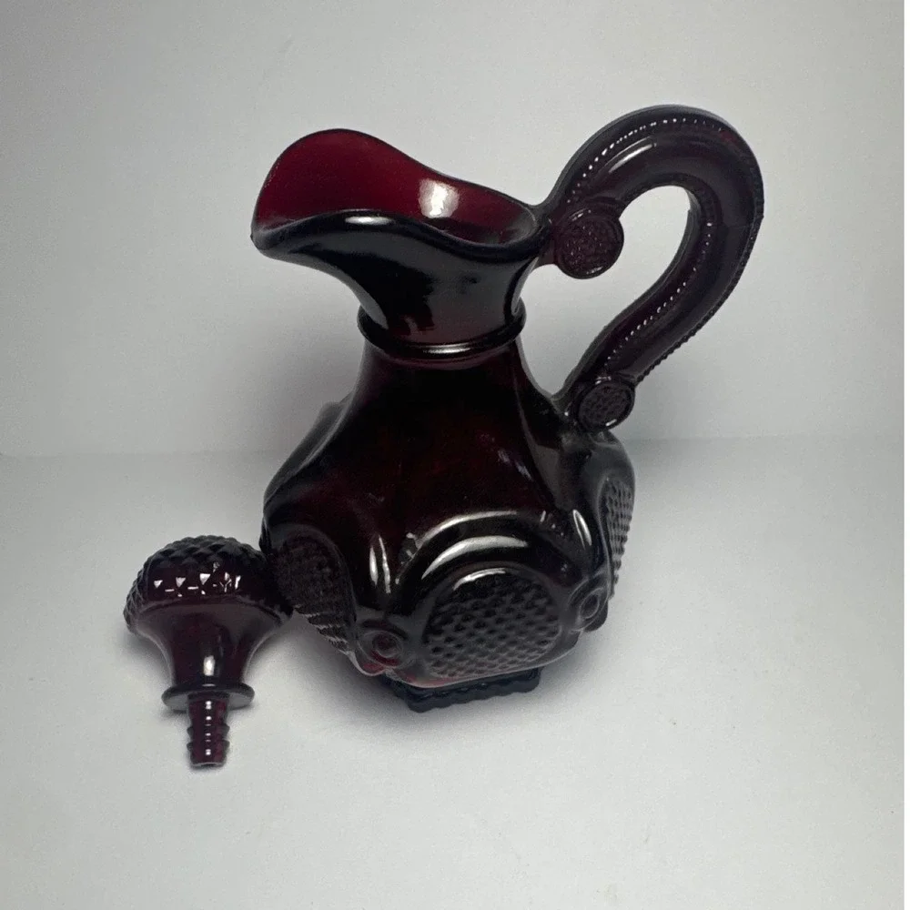Avon Decanter Cruet Unisex OS Ruby Red Cape Cod Diamond Point Glass